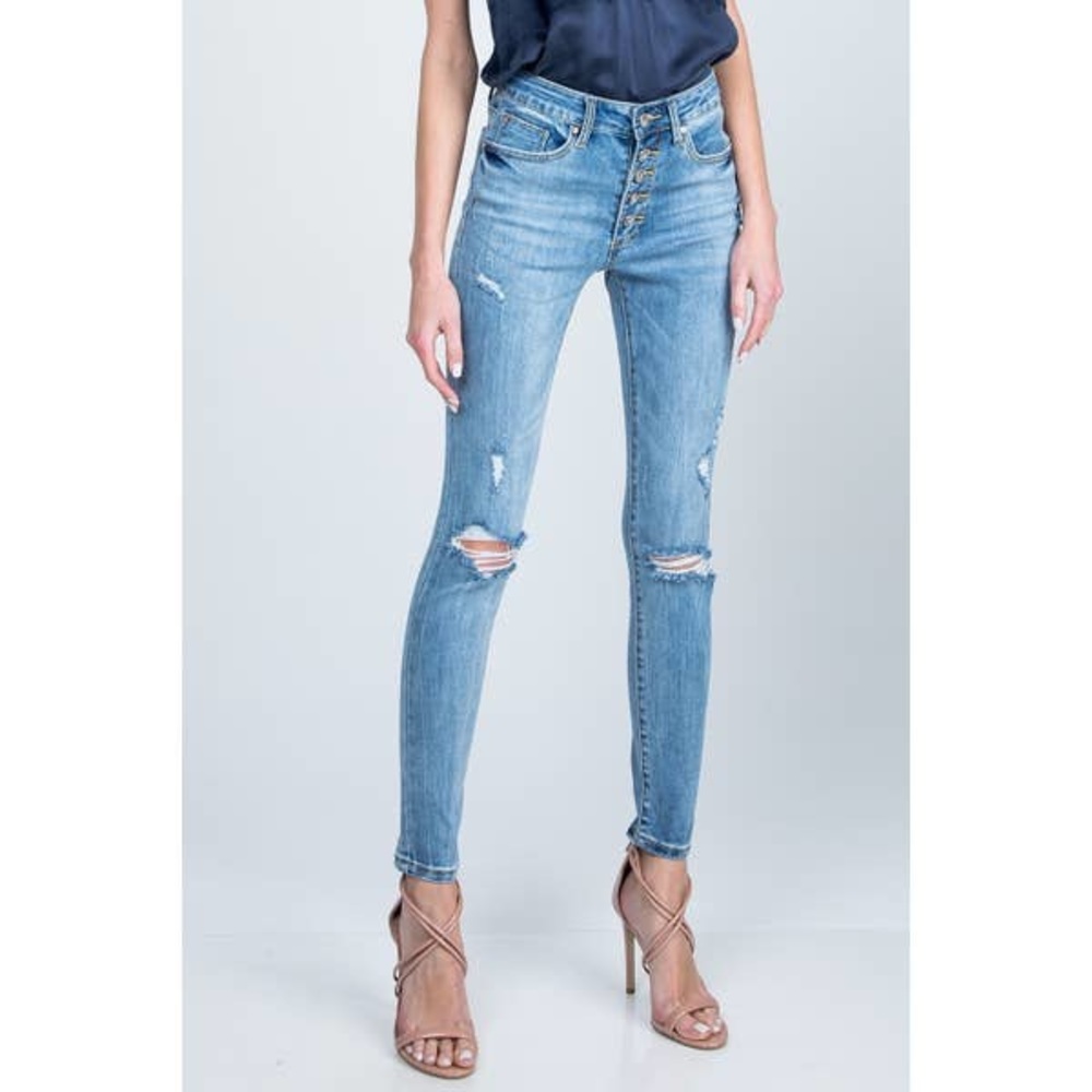 Special A Vici Hi Rise Button Front Jeans